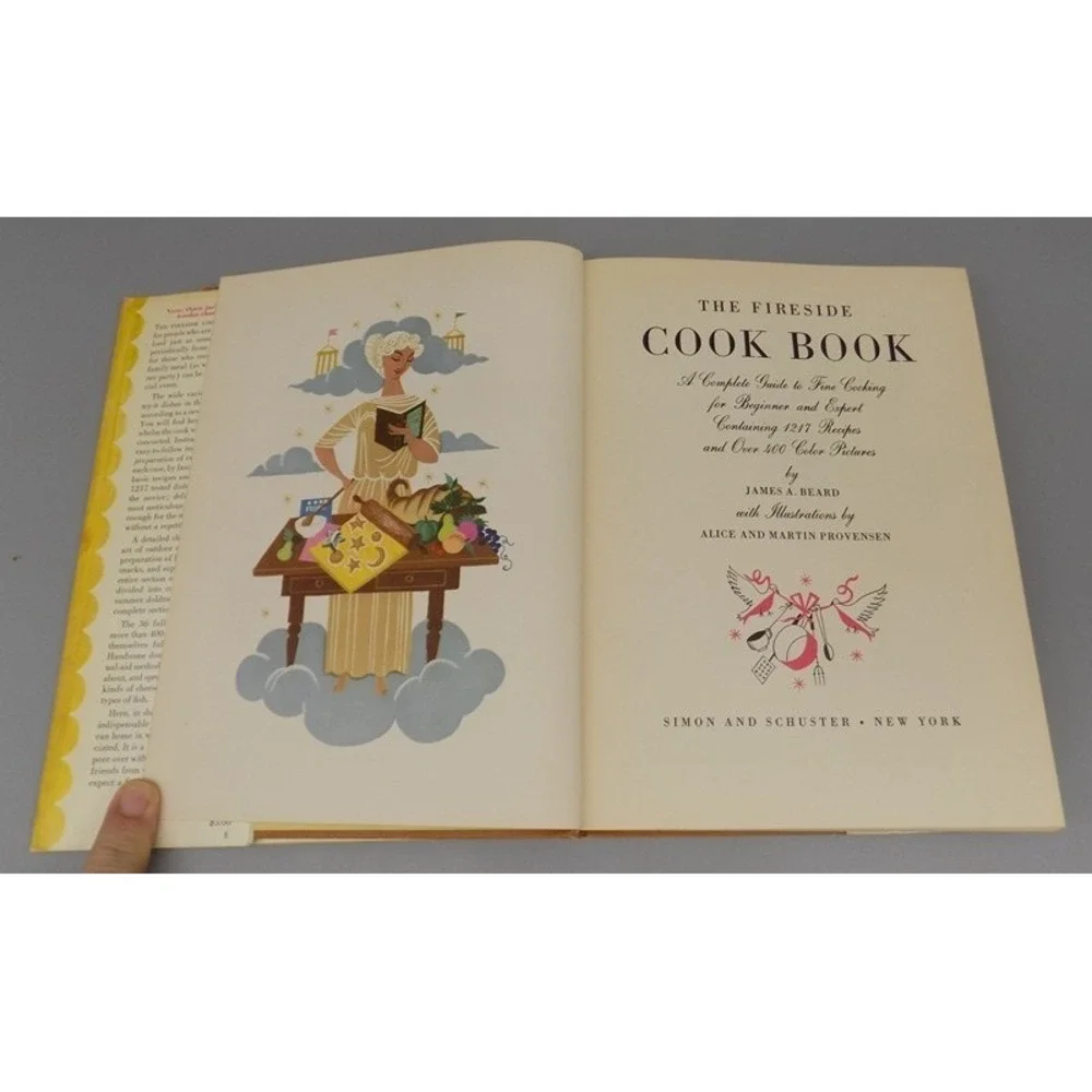 James Beard The Fireside Cook Book 1949 HC/DJ w/ Poster Clean 2nd Printing Vtg